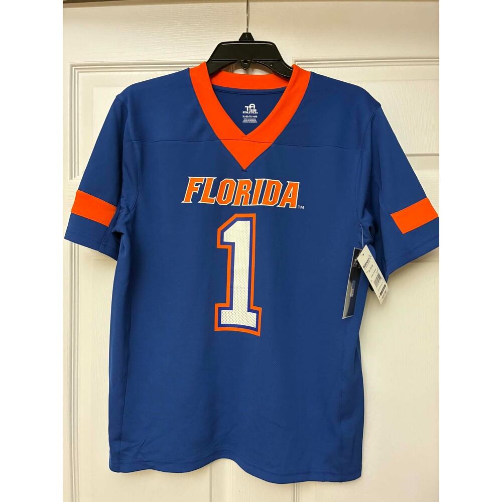 Florida Gators #1 Youth XL 14/16 Jersey Team Athletics Blue Orange NWT‎ NCAA